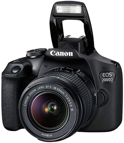 Canon EOS 2000D / Rebel T7 DSLR Camera w/EF-S 18-55mm f/3.5-5.6 Lens 3 with 2x 64GB Memory Card + Wide Angle Lens + Telephoto Lens + Flash + Bundle It Better Kit