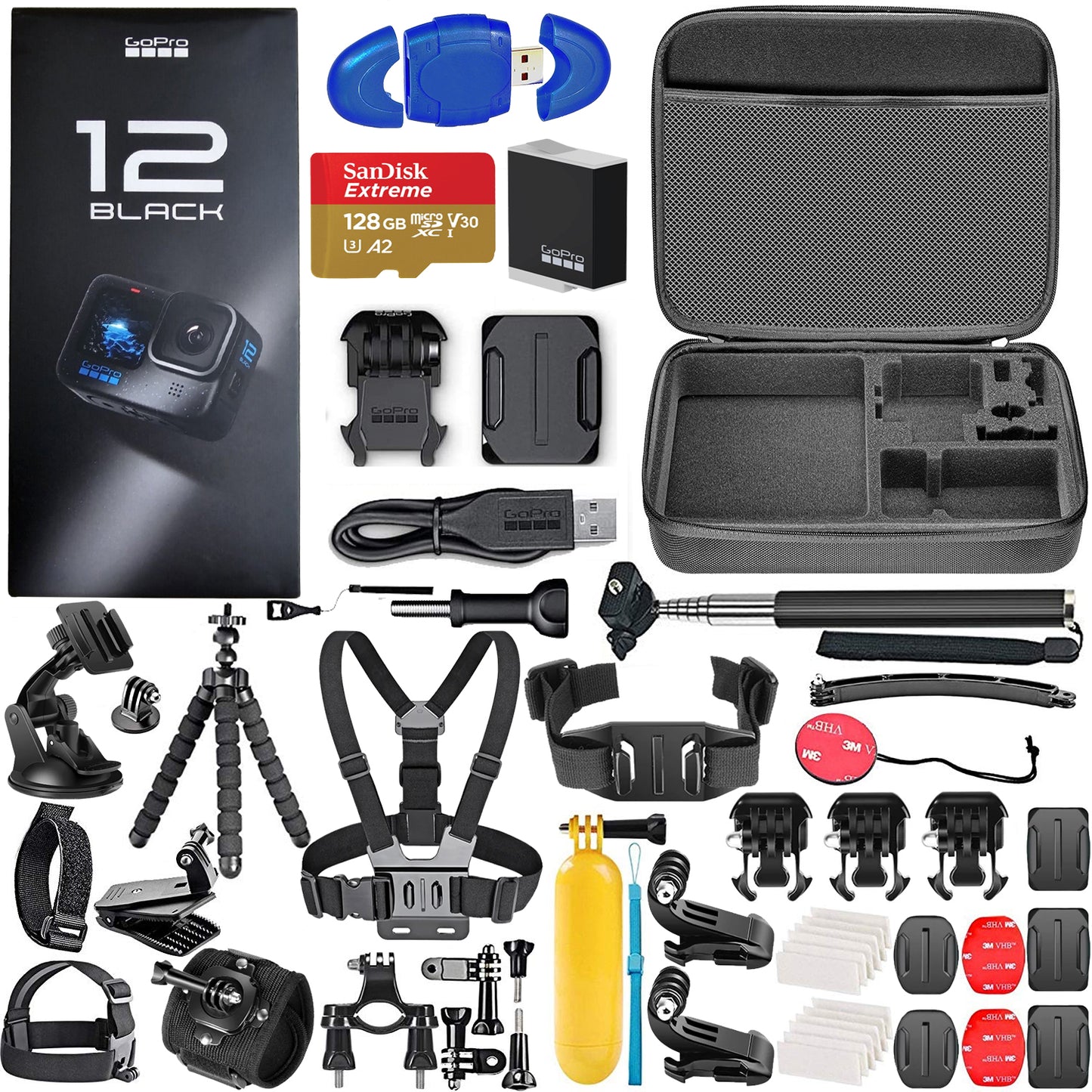 GoPro Hero12 Black with 128GB 52 Piece Bundle it Better Kit